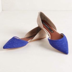 Matt Berson purple and tan suede pointed toe flats